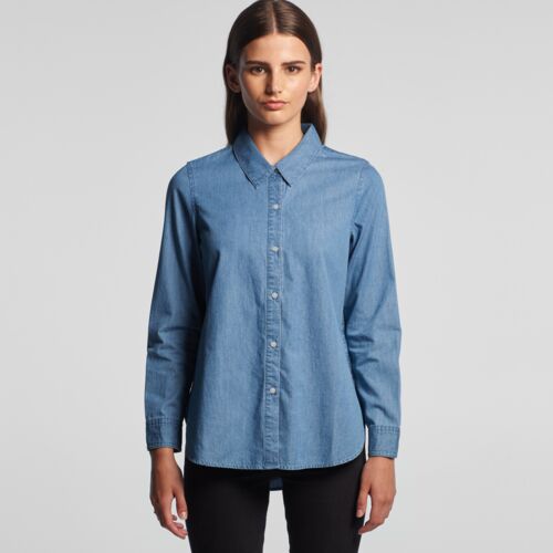Womens Blue Denim Shirt Thumbnail