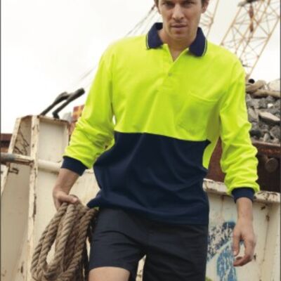 HI-VIS POLYFACE/COTTON BACK POLO -L/S Thumbnail