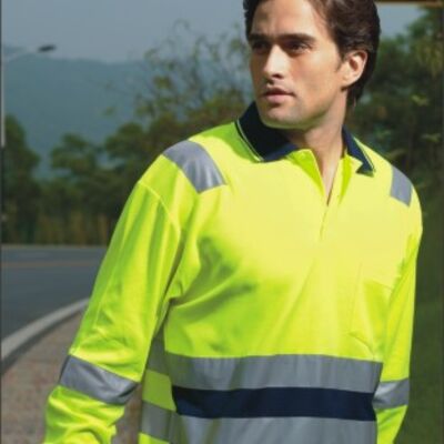 HI-VIS POLYFACE/COTTON BACK POLO WITH TAPE -L/S Thumbnail