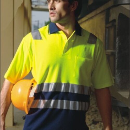 HI-VIS POLYFACE/COTTON BACK POLO WITH TAPE -S/S Thumbnail