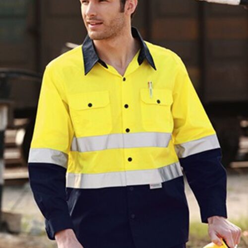 HI-VIS L/S COTTON DRILL SHIRT WITH TAPE  Thumbnail