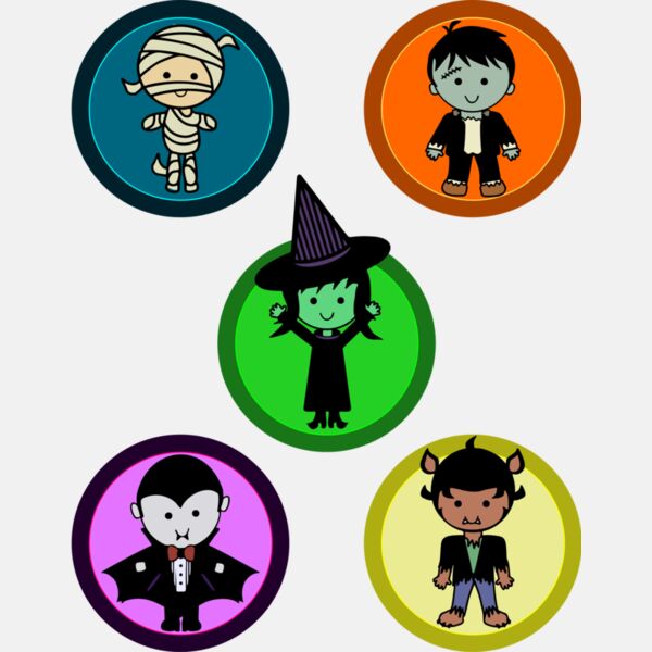 Cute Halloween Monster Badges Thumbnail