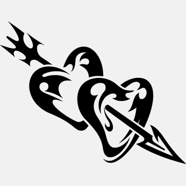 Arrow Piercing Two Tribal Hearts Thumbnail
